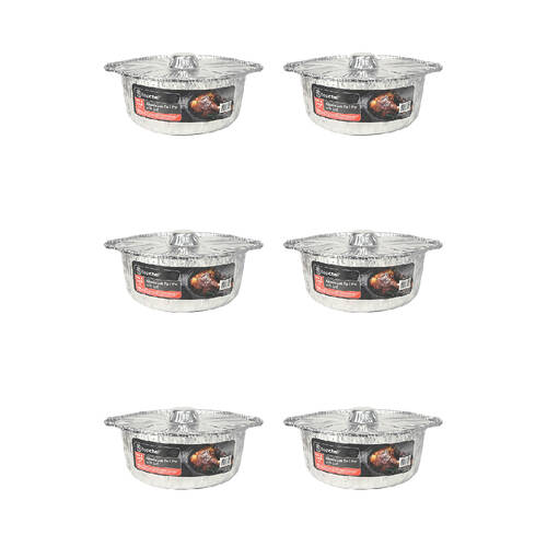 6PK Topchef Aluminum Foil Pot Kitchen Food Storage w/ Lid 29cm
