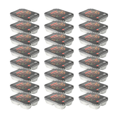 144pc Topchef 3-Compartments Aluminium Foil Food Tray w/ Lid 22x16cm