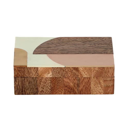Coast To Coast Home Lavi Wood/Resin Box 10x16cm Natural/Pink