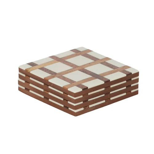 4pc Coast To Coast Home Colson Wood/Resin Coasters 10cm Natural