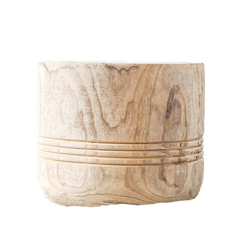 Rayell Koa 50cm Carved Timber Side Table - Natural