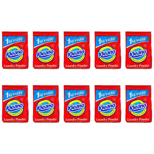 10PK Kleano Laundry Powder Detergent For Hot/Cold Wash Front/Top Loaders 1kg
