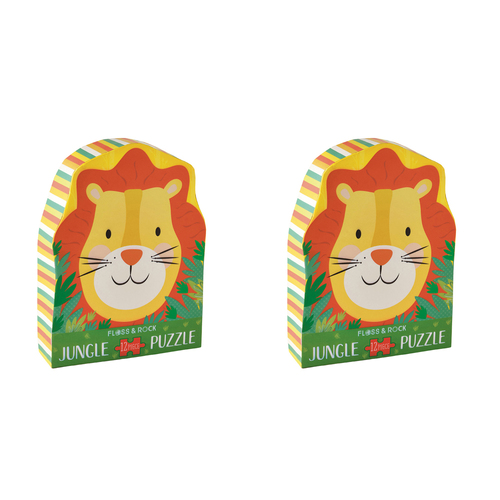 2x 12pc Floss & Rock Shaped Jigsaw Puzzle Game Lion 3+