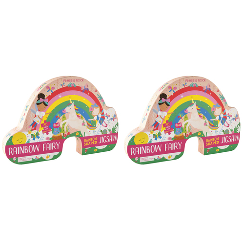 2x 80pc Floss & Rock Shaped Jigsaw Puzzle 60x40cm Rainbow Fairy 3+