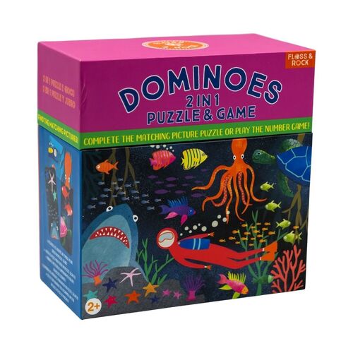 Floss & Rock 2-in-1 Puzzle & Game Dominoes - Deep Sea 2y+