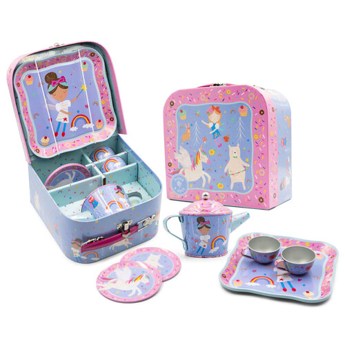 7pc Floss & Rock Rainbow Fairy Tea Pot/Cups w/ Saucer/Tray Set