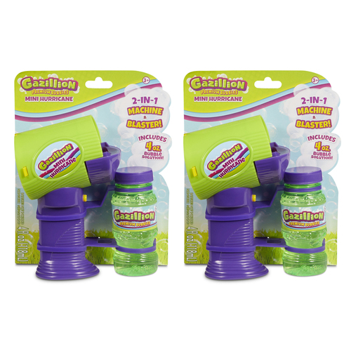 2x Gazillion Bubbles Mini Hurricane Handheld Blaster Kids Toy 3+