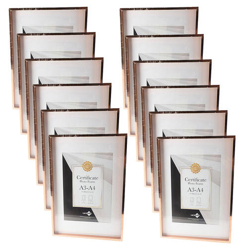 12PK Unigift Metallic Certificate Glass Picture Photo Frame A3/A4 Copper