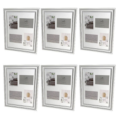 6PK Unigift Collage 4 Southport Wooden/Glass Picture Photo Frame 30x40cm White