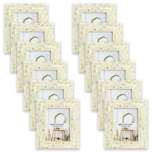 12PK Unigift Perini Home Decor Glass Picture Photo Frame 13x18cm Pearl