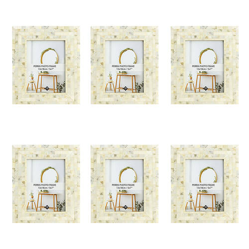 6PK Unigift Perini Home Decor Glass Picture Photo Frame 13x18cm Pearl