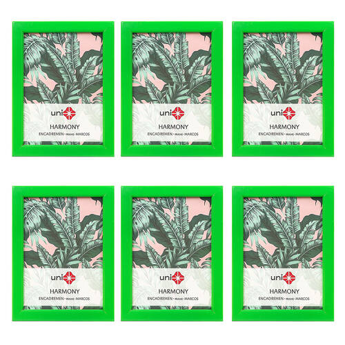 6PK Unigift Harmony Wooden/Glass Picture Photo Frame 10x15cm Bright Green