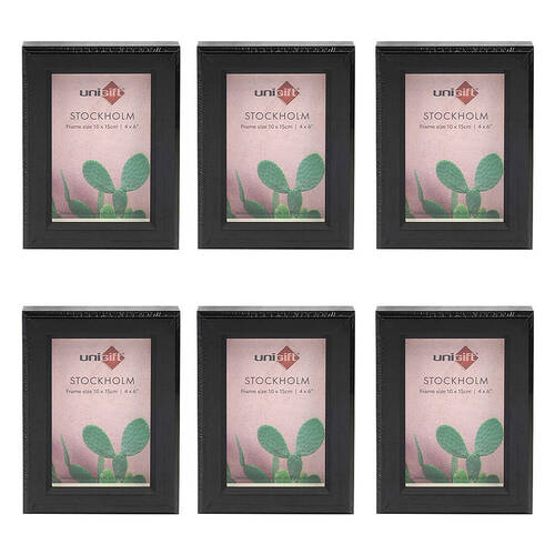 6PK Unigift Stockholm Wooden/Glass Picture Photo Frame 4x6in 10x15cm Brown