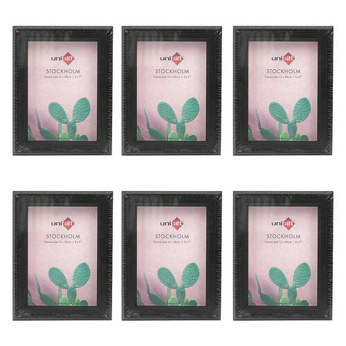 6PK Unigift Stockholm Wooden/Glass Picture Photo Frame 5x7in 13x18cm Brown