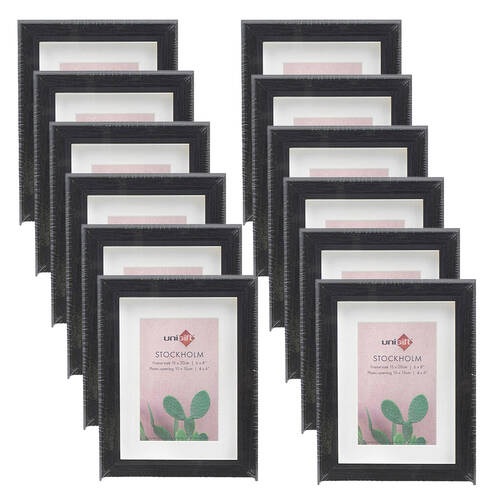 12PK Unigift Stockholm Wooden/Glass Picture Photo Frame 6x8in 15x20cm Brown