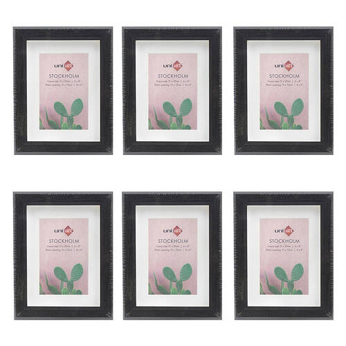 6PK Unigift Stockholm Wooden/Glass Picture Photo Frame 6x8in 15x20cm Brown