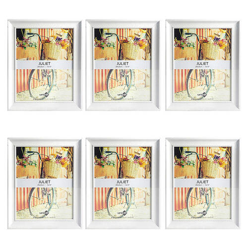 6PK Unigift Juliet Wooden/Glass Raised Dots Picture Photo Frame 20x25cm White