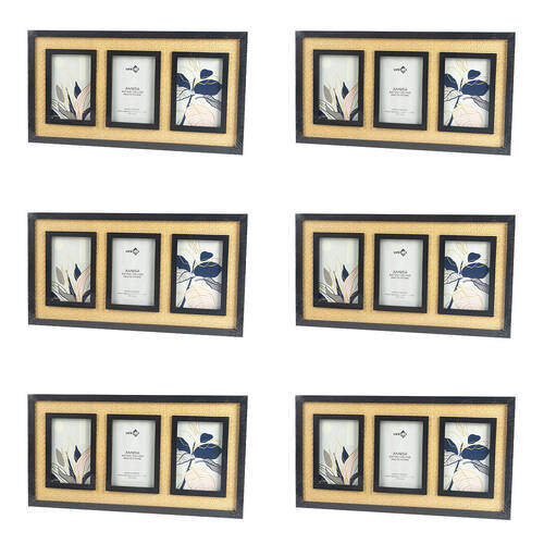 6PK Unigift Annisa Rattan Wooden Picture Photo Frame 10x15cm Black&Natural