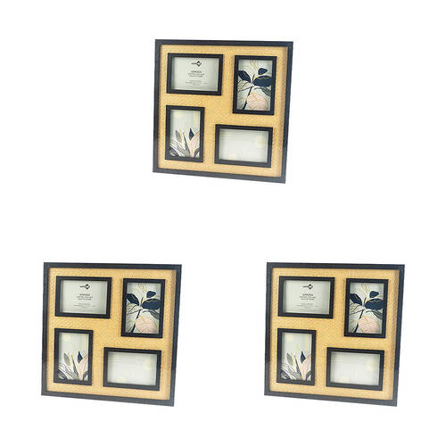 3PK Unigift Annisa Rattan Wooden Picture Photo Frame 10x15cm Black&Natural