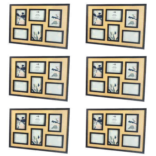 6PK Unigift Annisa Rattan Wooden Picture Photo Frame 10x15cm Black&Natural