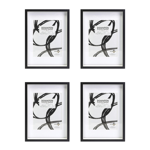 4PK Unigift Downton 21x29cm MDF/Glass Matt A4 Picture Frame - Black