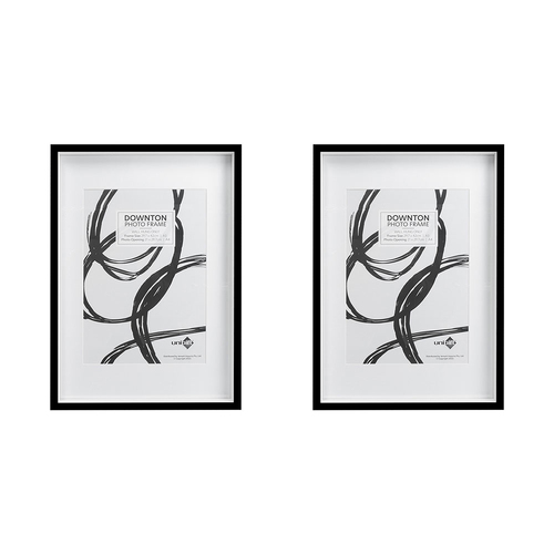 2PK Unigift Downton 29.7x42cm MDF/Glass Matt A3 Picture Frame - Black