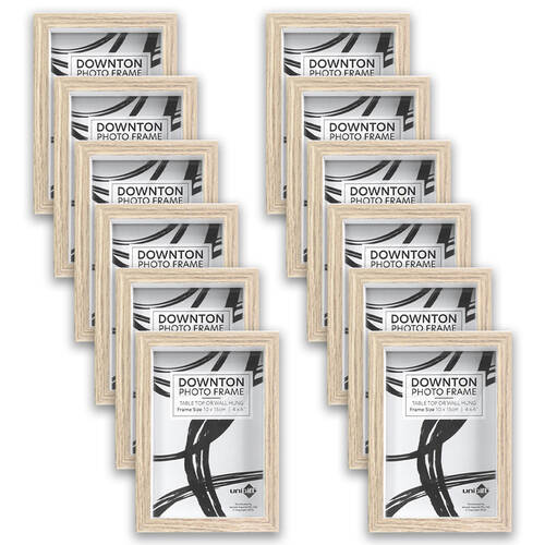 12PK Unigift Downton Matt Wooden/Glass Picture Photo Frame 10x15cm Natural