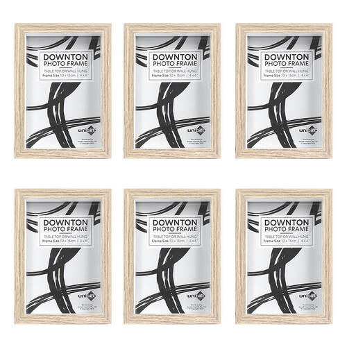 6PK Unigift Downton Matt Wooden/Glass Picture Photo Frame 10x15cm Natural