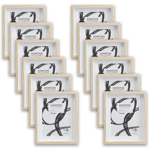 12PK Unigift Downton Matt Wooden/Glass Picture Photo Frame 20x25cm Natural