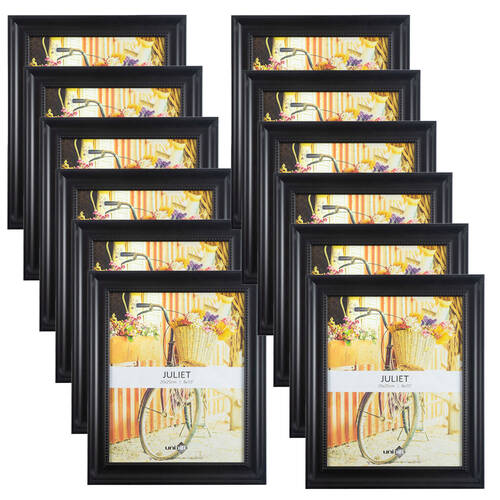 12PK Unigift Juliet Wooden/Glass Single Picture Photo Frame 20x25cm Black