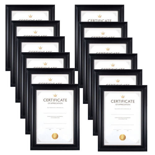 12PK Unigift Juliet Certificate Raised Dots Border Picture Photo Frame A4 Black