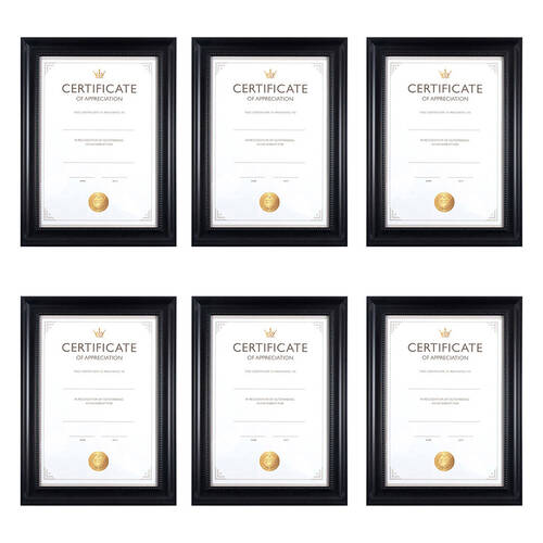 6PK Unigift Juliet Certificate Raised Dots Border Picture Photo Frame A4 Black