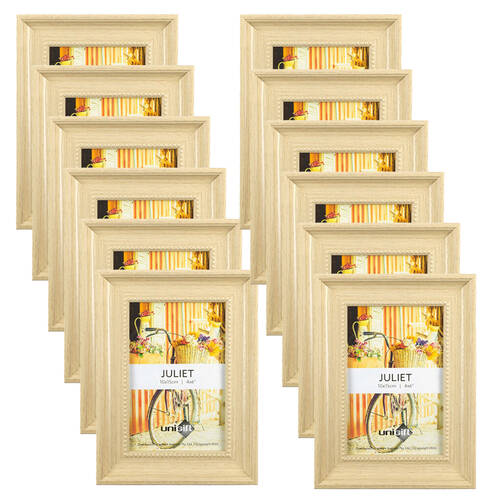 12PK Unigift Juliet Raised Dots Border Picture Photo Frame 10x15cm Natural
