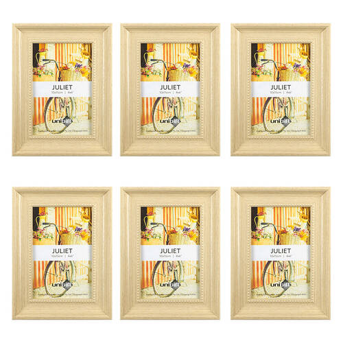 6PK Unigift Juliet Raised Dots Border Picture Photo Frame 10x15cm Natural