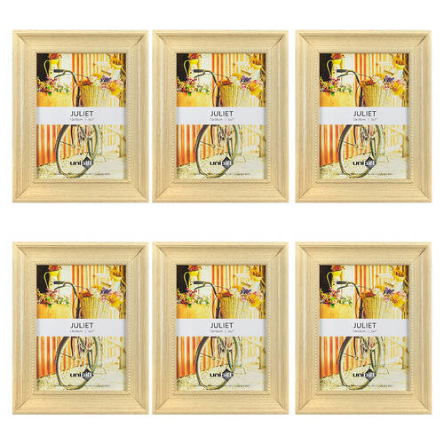 6PK Unigift Juliet Raised Dots Border Picture Photo Frame 13x18cm Natural