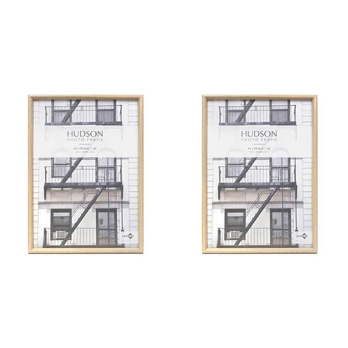 2PK Unigift Hudson Round Wooden Profile Picture Photo Frame A2 Natural