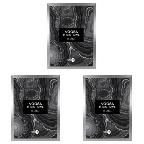 3PK Unigift Wooden Noosa Glass Picture Photo Frame 50x70cm Silver Pearl