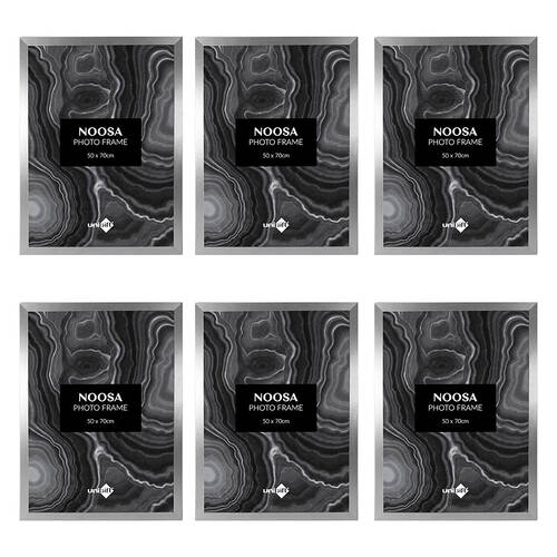 6PK Unigift Wooden Noosa Glass Picture Photo Frame 50x70cm Silver Pearl
