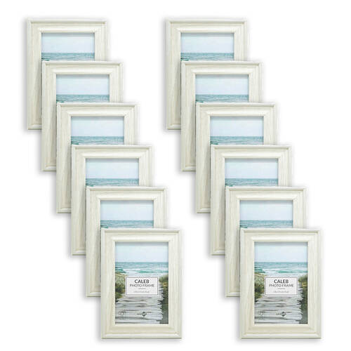 12PK Unigift Caleb Wooden/Glass Picture Photo Frame 10x15cm Grey/Cream