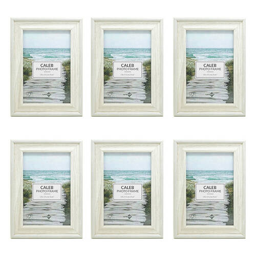 6PK Unigift Caleb Wooden/Glass Picture Photo Frame 10x15cm Grey/Cream