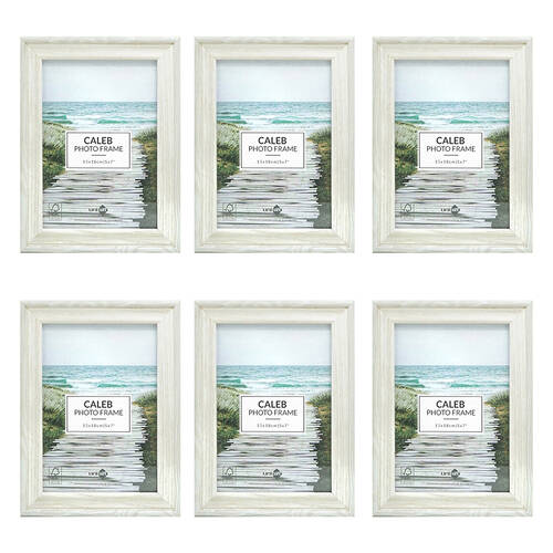 6PK Unigift Caleb Wooden/Glass Picture Photo Frame 13x18cm Grey/Cream