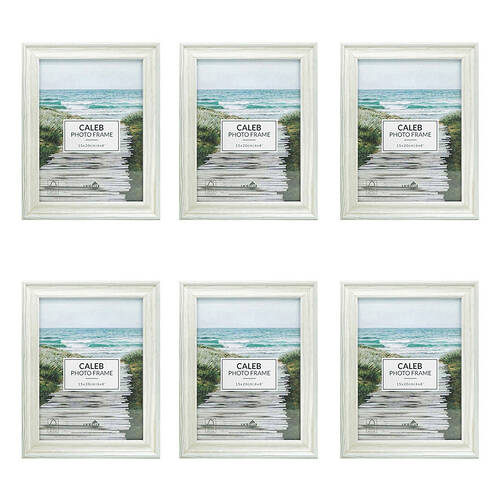 6PK Unigift Caleb Wooden/Glass Picture Photo Frame 15x20cm Grey/Cream