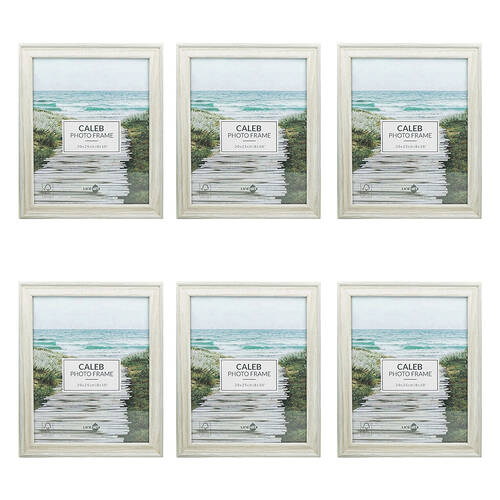 6PK Unigift Caleb Wooden/Glass Picture Photo Frame 20x25cm Grey/Cream