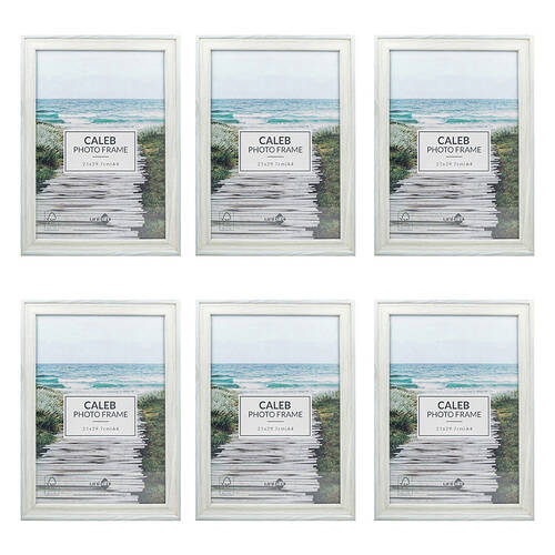 6PK Unigift Caleb Wooden/Glass Picture Photo Frame A4 21x29.7cm Grey/Cream