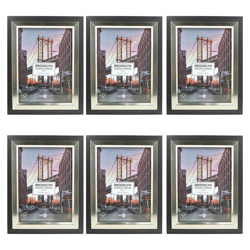 6PK Unigift Brooklyn Wooden/Glass Picture Photo Frame 15x20cm Black/Gold