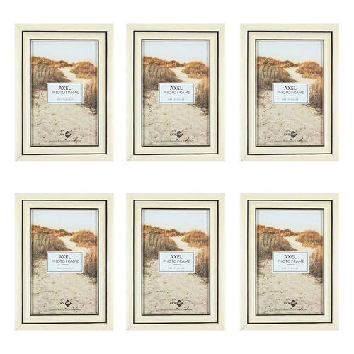 6PK Unigift Axel Glass Home Decor Picture Photo Frame 10x15cm Ivory/Black