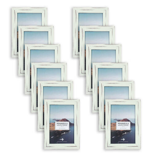 12PK Unigift Peninsula Glass Picture Photo Frame 10x15cm Distressed White