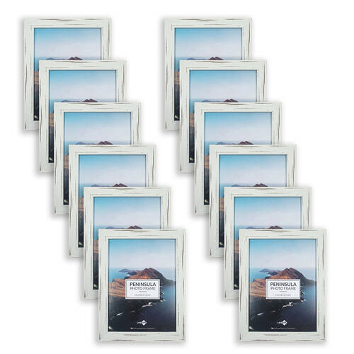 12PK Unigift Peninsula Glass Picture Photo Frame 15x20cm Distressed White