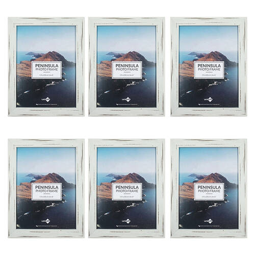 6PK Unigift Peninsula Glass Picture Photo Frame 15x20cm Distressed White