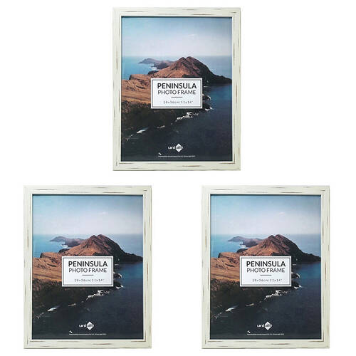 3PK Unigift Peninsula Glass Picture Photo Frame 28x36cm Distressed White